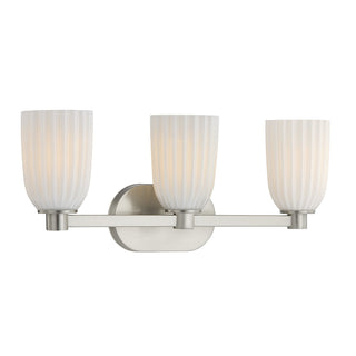 Baldwin Three Light Bathroom Vanity in Satin Nickel