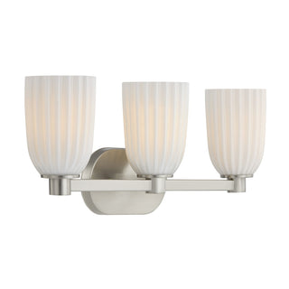 Baldwin Three Light Bathroom Vanity in Satin Nickel