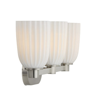 Baldwin Three Light Bathroom Vanity in Satin Nickel
