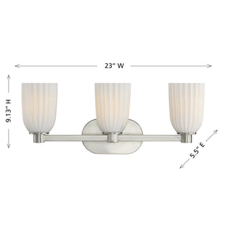 Baldwin Three Light Bathroom Vanity in Satin Nickel