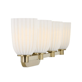 Baldwin Four Light Bathroom Vanity in Noble Brass