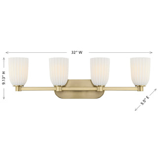 Baldwin Four Light Bathroom Vanity in Noble Brass