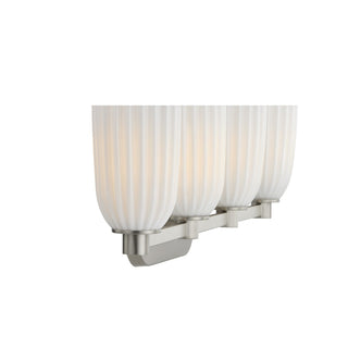 Baldwin Four Light Bathroom Vanity in Satin Nickel
