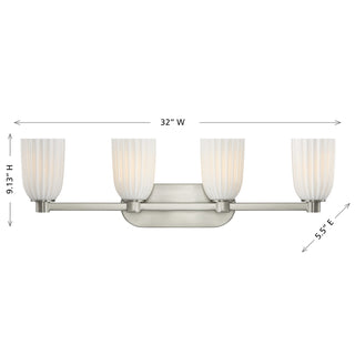 Baldwin Four Light Bathroom Vanity in Satin Nickel