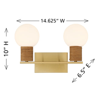 Jarrell Two Light Bathroom Vanity in Warm Brass