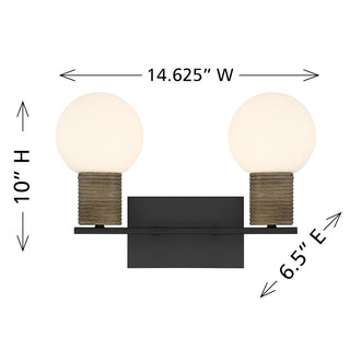 Jarrell Two Light Bathroom Vanity in Matte Black