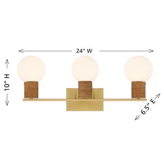 Jarrell Three Light Bathroom Vanity in Warm Brass