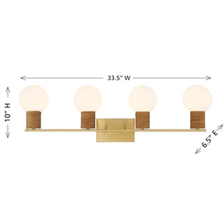 Jarrell Four Light Bathroom Vanity in Warm Brass