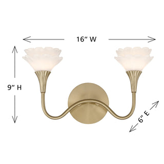 Florena Two Light Bathroom Vanity in Noble Brass