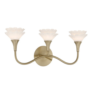 Florena Three Light Bathroom Vanity in Noble Brass