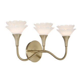 Florena Three Light Bathroom Vanity in Noble Brass
