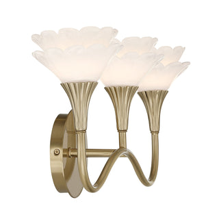Florena Three Light Bathroom Vanity in Noble Brass