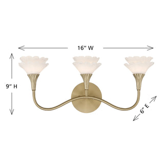Florena Three Light Bathroom Vanity in Noble Brass