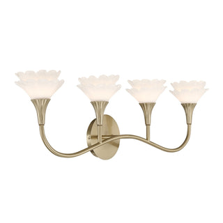 Florena Four Light Bathroom Vanity in Noble Brass