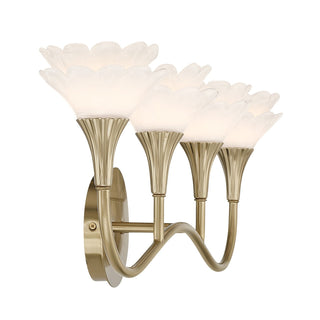 Florena Four Light Bathroom Vanity in Noble Brass