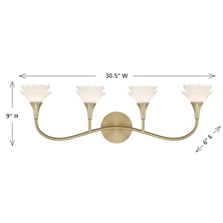 Florena Four Light Bathroom Vanity in Noble Brass