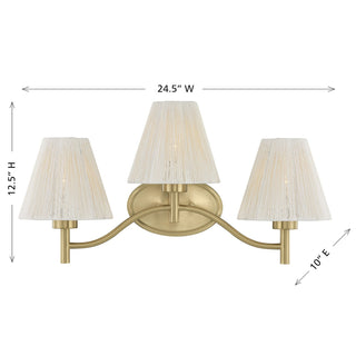 Rosa Three Light Bathroom Vanity in Noble Brass