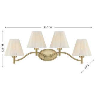 Rosa Four Light Bathroom Vanity in Noble Brass