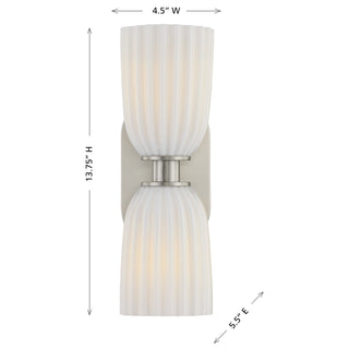 Baldwin Two Light Wall Sconce in Satin Nickel