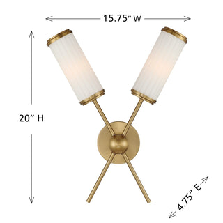Denison Two Light Wall Sconce in Warm Brass
