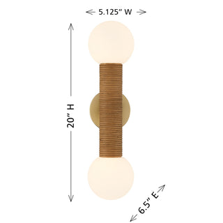Jarrell Two Light Wall Sconce in Warm Brass