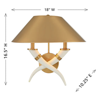 Hearne Two Light Wall Sconce in Warm Brass