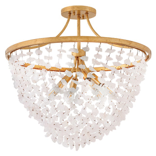 Myra LED Semi-Flush Mount in Distressed Brass