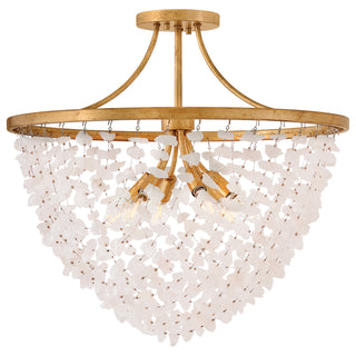 Myra LED Semi-Flush Mount in Distressed Brass