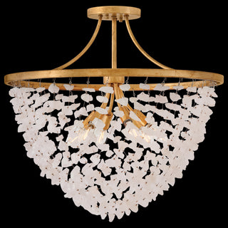 Myra LED Semi-Flush Mount in Distressed Brass