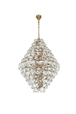 Charlotte 90 Light Chandelier in Satin Gold