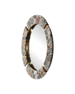 Malaga Mirror in Natural Black / Satin Brass