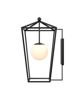 Denison One Light Wall Sconce in Midnight / Frosted White