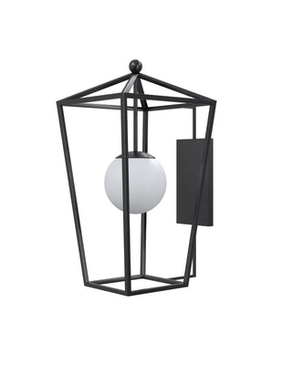 Denison One Light Wall Sconce in Midnight / Frosted White