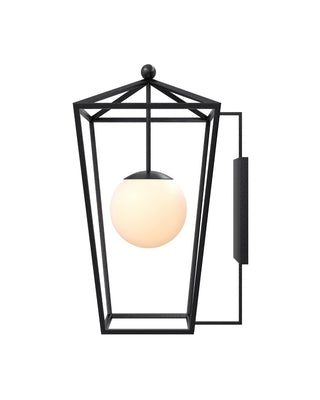 Denison One Light Wall Sconce in Midnight / Frosted White