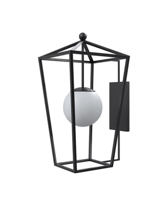 Denison One Light Wall Sconce in Midnight / Frosted White
