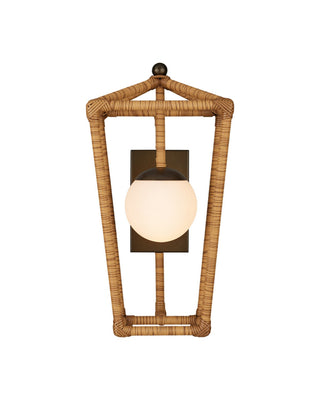 Denison One Light Wall Sconce in Natural / Midnight / Frosted White