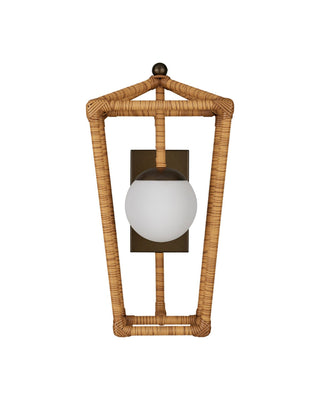 Denison One Light Wall Sconce in Natural / Midnight / Frosted White
