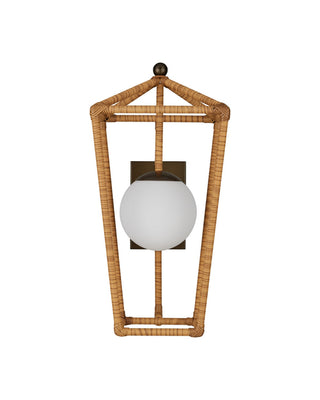 Denison One Light Wall Sconce in Natural / Midnight / Frosted White