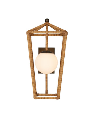 Denison One Light Wall Sconce in Natural / Midnight / Frosted White