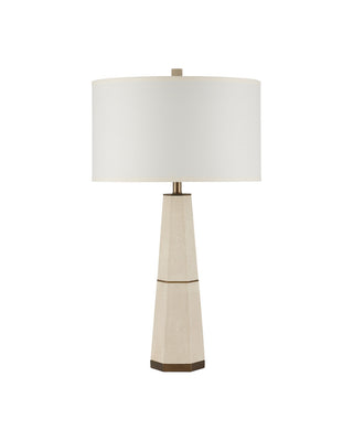 Galuchat One Light Table Lamp in Ivory Faux Shagreen / Brass