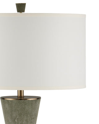 Galuchat One Light Table Lamp in Green Faux Shagreen / Brass