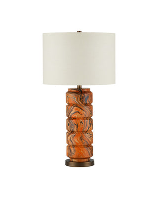 Crantock One Light Table Lamp in Marbelized Orange