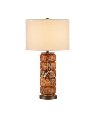 Crantock One Light Table Lamp in Marbelized Orange
