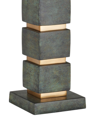 Tetra One Light Table Lamp in Verdigris / Antique Brass