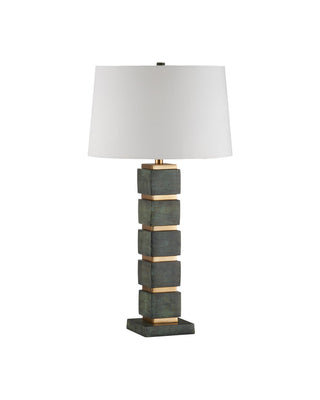 Tetra One Light Table Lamp in Verdigris / Antique Brass