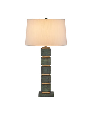 Tetra One Light Table Lamp in Verdigris / Antique Brass