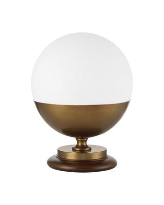 Orbis LED Table Lamp in Textured Antique Brass / Milk / Natural
