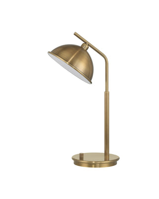 Dossier LED Table Lamp in Polished Antique Brass / White