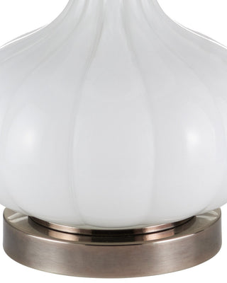 Blanche One Light Table Lamp in Milky White / Brushed Black Nickel