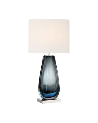 Danza One Light Table Lamp in Blue / Clear / Polished Nickel
